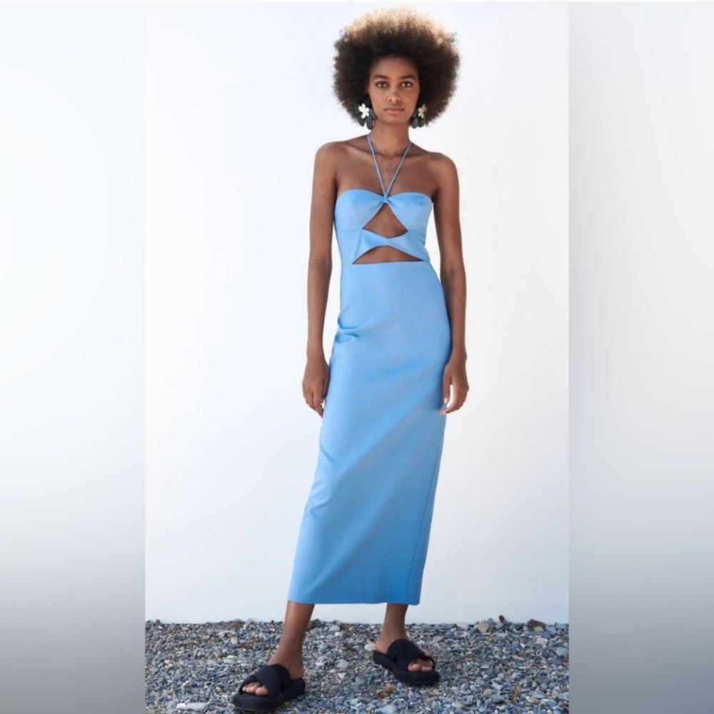 Zara XS Baby Blue cut out Dress